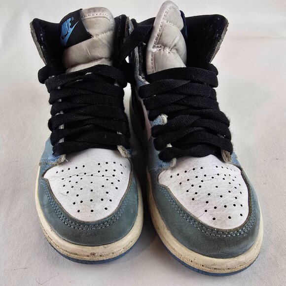 Nike Air Jordan 1 Retro High Shoes Kids 12C White Blue Black Sneaker University - Picture 3 of 12